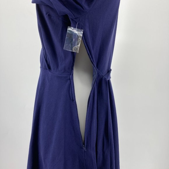 Modcloth Dress Faux Wrap Navy Blue Collared - Picture 5 of 8